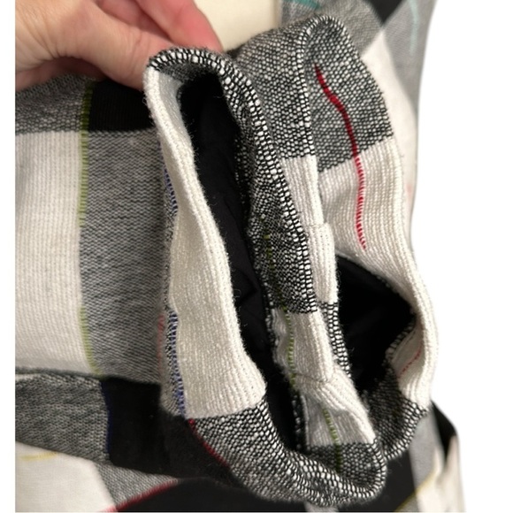 THE ODELLS Anthropologie Cairo Plaid Jacket Black White Mid Length Size Small - Picture 11 of 16
